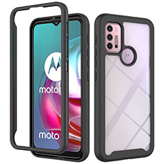 Silicone Transparent Frame Case Cover 360 Degrees for Motorola Moto G30 Black