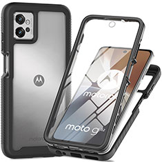 Silicone Transparent Frame Case Cover 360 Degrees for Motorola Moto G32 Black