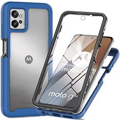 Silicone Transparent Frame Case Cover 360 Degrees for Motorola Moto G32 Blue