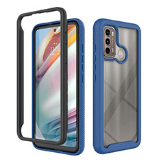 Silicone Transparent Frame Case Cover 360 Degrees for Motorola Moto G40 Fusion Blue