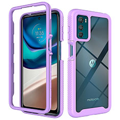 Silicone Transparent Frame Case Cover 360 Degrees for Motorola Moto G42 Purple