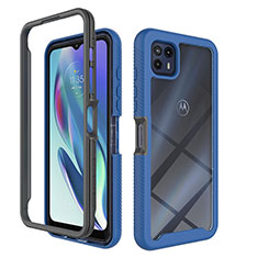 Silicone Transparent Frame Case Cover 360 Degrees for Motorola Moto G50 5G Blue