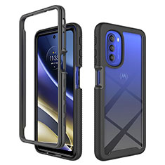 Silicone Transparent Frame Case Cover 360 Degrees for Motorola Moto G51 5G Black