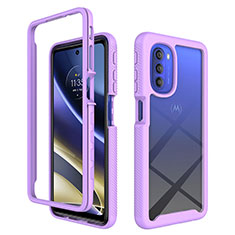 Silicone Transparent Frame Case Cover 360 Degrees for Motorola Moto G51 5G Purple