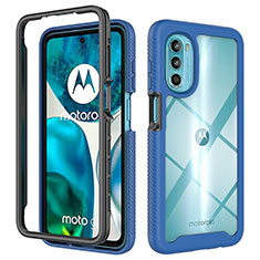 Silicone Transparent Frame Case Cover 360 Degrees for Motorola MOTO G52 Blue