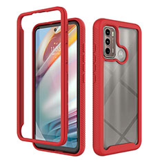 Silicone Transparent Frame Case Cover 360 Degrees for Motorola Moto G60 Red