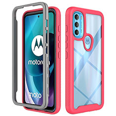 Silicone Transparent Frame Case Cover 360 Degrees for Motorola Moto G71 5G Hot Pink