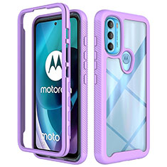 Silicone Transparent Frame Case Cover 360 Degrees for Motorola Moto G71 5G Purple