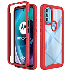 Silicone Transparent Frame Case Cover 360 Degrees for Motorola Moto G71 5G Red