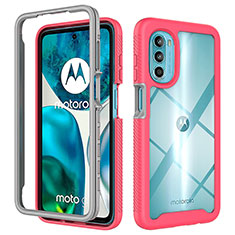 Silicone Transparent Frame Case Cover 360 Degrees for Motorola Moto G71s 5G Hot Pink