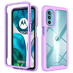 Silicone Transparent Frame Case Cover 360 Degrees for Motorola Moto G71s 5G Purple