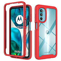 Silicone Transparent Frame Case Cover 360 Degrees for Motorola Moto G71s 5G Red