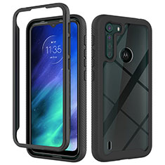 Silicone Transparent Frame Case Cover 360 Degrees for Motorola Moto One Fusion Black