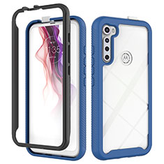 Silicone Transparent Frame Case Cover 360 Degrees for Motorola Moto One Fusion Plus Blue