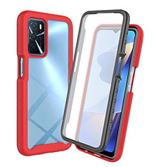 Silicone Transparent Frame Case Cover 360 Degrees for Oppo A16 Red