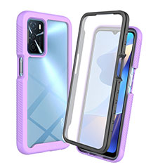 Silicone Transparent Frame Case Cover 360 Degrees for Oppo A16s Clove Purple