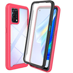 Silicone Transparent Frame Case Cover 360 Degrees for Oppo A74 4G Hot Pink