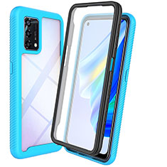 Silicone Transparent Frame Case Cover 360 Degrees for Oppo A74 4G Sky Blue