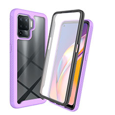 Silicone Transparent Frame Case Cover 360 Degrees for Oppo F19 Pro Clove Purple