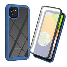 Silicone Transparent Frame Case Cover 360 Degrees for Samsung Galaxy A03 Blue