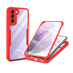Silicone Transparent Frame Case Cover 360 Degrees for Samsung Galaxy S21 5G Red
