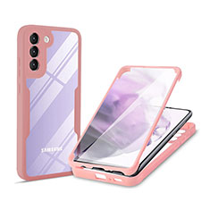 Silicone Transparent Frame Case Cover 360 Degrees for Samsung Galaxy S22 5G Pink