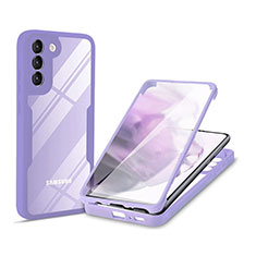 Silicone Transparent Frame Case Cover 360 Degrees for Samsung Galaxy S22 Plus 5G Purple