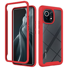 Silicone Transparent Frame Case Cover 360 Degrees for Xiaomi Mi 11 5G Red