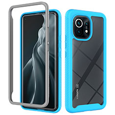 Silicone Transparent Frame Case Cover 360 Degrees for Xiaomi Mi 11 5G Sky Blue