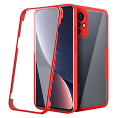 Silicone Transparent Frame Case Cover 360 Degrees for Xiaomi Mi 12 5G Red