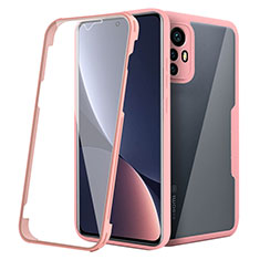 Silicone Transparent Frame Case Cover 360 Degrees for Xiaomi Mi 12 Pro 5G Pink