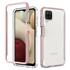 Silicone Transparent Frame Case Cover 360 Degrees JX1 for Samsung Galaxy A12 5G Rose Gold