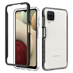 Silicone Transparent Frame Case Cover 360 Degrees JX1 for Samsung Galaxy A12 Nacho Black
