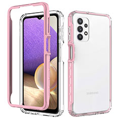 Silicone Transparent Frame Case Cover 360 Degrees JX1 for Samsung Galaxy A32 4G Pink