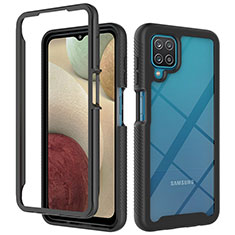 Silicone Transparent Frame Case Cover 360 Degrees JX2 for Samsung Galaxy A12 Nacho Black