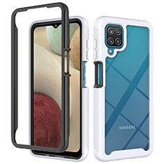 Silicone Transparent Frame Case Cover 360 Degrees JX2 for Samsung Galaxy A12 Nacho White