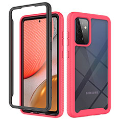 Silicone Transparent Frame Case Cover 360 Degrees JX2 for Samsung Galaxy A72 5G Hot Pink