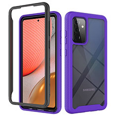Silicone Transparent Frame Case Cover 360 Degrees JX2 for Samsung Galaxy A72 5G Purple