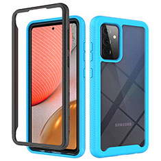 Silicone Transparent Frame Case Cover 360 Degrees JX2 for Samsung Galaxy A72 5G Sky Blue