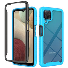 Silicone Transparent Frame Case Cover 360 Degrees JX2 for Samsung Galaxy F12 Sky Blue
