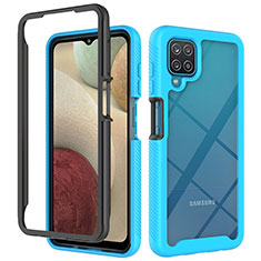 Silicone Transparent Frame Case Cover 360 Degrees JX2 for Samsung Galaxy M12 Sky Blue