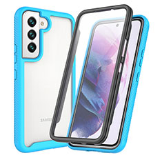 Silicone Transparent Frame Case Cover 360 Degrees M01 for Samsung Galaxy S21 Plus 5G Sky Blue