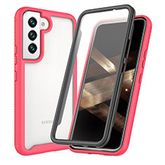 Silicone Transparent Frame Case Cover 360 Degrees M01 for Samsung Galaxy S24 Plus 5G Hot Pink