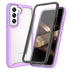 Silicone Transparent Frame Case Cover 360 Degrees M01 for Samsung Galaxy S24 Plus 5G Purple