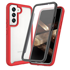 Silicone Transparent Frame Case Cover 360 Degrees M01 for Samsung Galaxy S24 Plus 5G Red