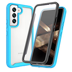 Silicone Transparent Frame Case Cover 360 Degrees M01 for Samsung Galaxy S24 Plus 5G Sky Blue