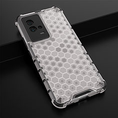 Silicone Transparent Frame Case Cover 360 Degrees M01 for Vivo iQOO 8 5G White