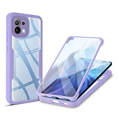 Silicone Transparent Frame Case Cover 360 Degrees M01 for Xiaomi Mi 11 5G Purple