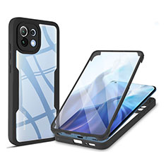 Silicone Transparent Frame Case Cover 360 Degrees M01 for Xiaomi Mi 11 Lite 5G Black