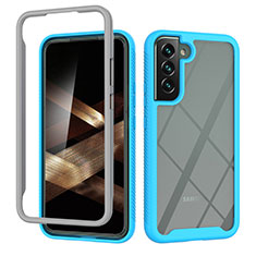 Silicone Transparent Frame Case Cover 360 Degrees M02 for Samsung Galaxy S24 5G Sky Blue